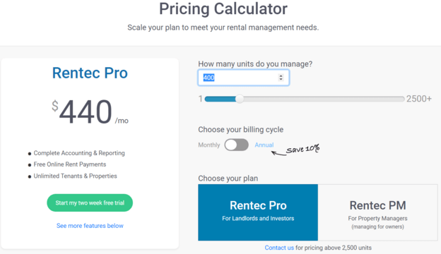 Rentec Direct Pricing