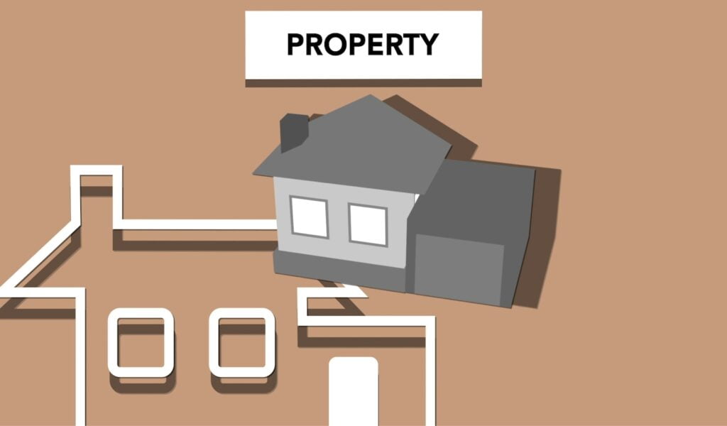 property exchange, Illustration of house for private property representing concept of investing in purchase of real estate